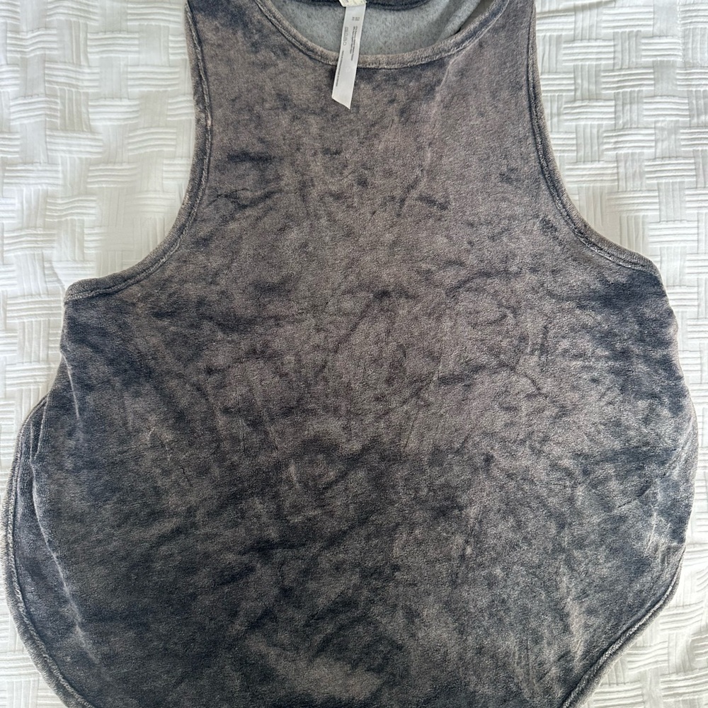 Free People Marbled Charcoal Velvet Tank Top